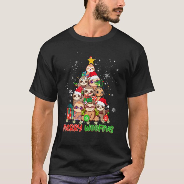 Merry Woofmas Merry Christmas For Sloth T-Shirt (Vorderseite)