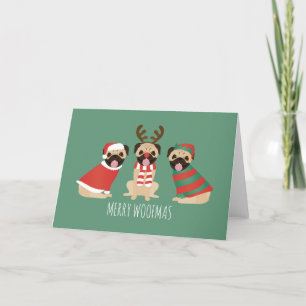 Merry Woofmas Mops Hunde Feiertagskarte