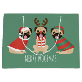 Merry Woofmas Mops Hunde Große Geschenktüte
