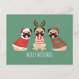Merry Woofmas Mops Hunde Postkarte
