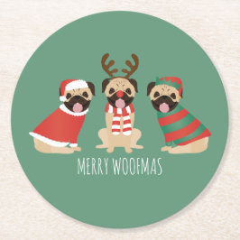Merry Woofmas Mops Hunde Runder Pappuntersetzer