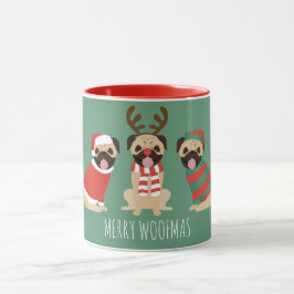 Merry Woofmas Mops Hunde Tasse