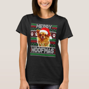 Merry Woofmas Niedlich Long Coat Chihuahua Dog Ugl T-Shirt