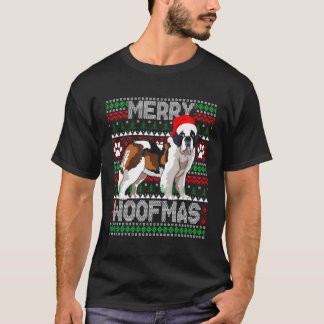 Merry Woofmas Niedlich Saint Bernard Ugly Sweater T-Shirt