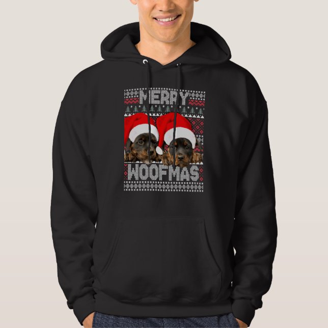 Merry Woofmas Niedliche Rottweiler Welpen mit Sant Hoodie (Vorderseite)