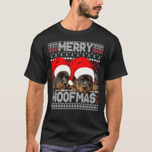 Merry Woofmas Niedliche Rottweiler Welpen mit Sant T-Shirt