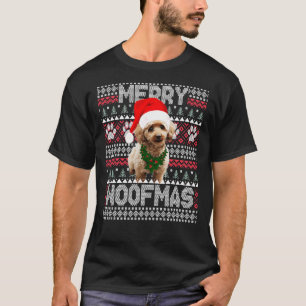 Merry Woofmas Niedliches Poodle mit Weihnachtsmann T-Shirt
