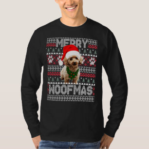 Merry Woofmas Niedliches Poodle mit Weihnachtsmann T-Shirt