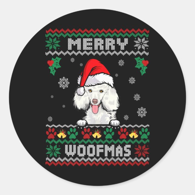 Merry Woofmas Odle Dog Christmas Ugly Xmas  Runder Aufkleber (Vorderseite)