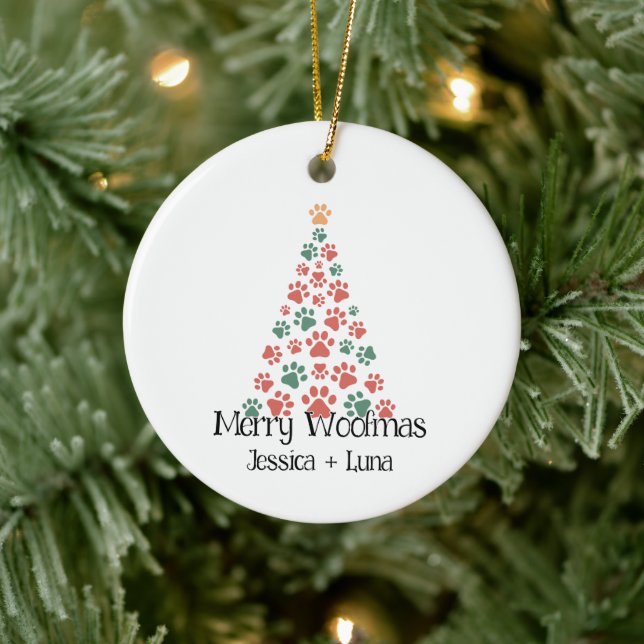 Merry Woofmas Ornament - Paw Print Weihnachtsbaum (Baum)
