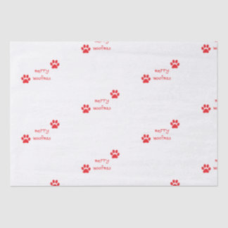 Merry Woofmas Paw Print Red Statement Seidenpapier