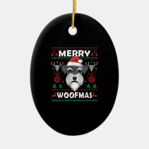 Merry Woofmas Schnauzer Christmas Dog Lover Pajama Keramik Ornament