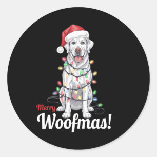 Merry Woofmas Silver Labrador Hund Dekoration Chri Runder Aufkleber