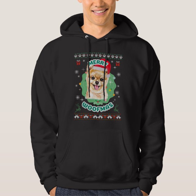 Merry Woofmas Spitz Hoodie (Vorderseite)