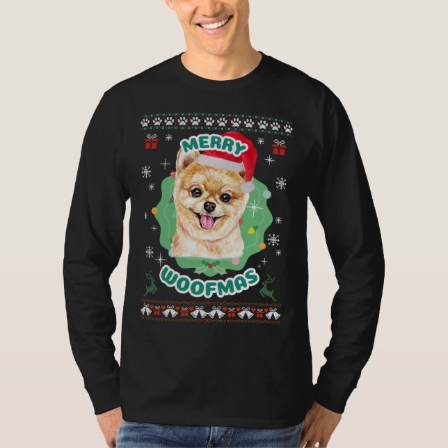 Merry Woofmas Spitz T-Shirt (Vorderseite)