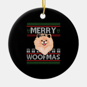 Merry Woofmas Spitz Weihnachtsweih Hund Lover Gesc Keramik Ornament