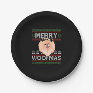 Merry Woofmas Spitz Weihnachtsweih Hund Lover Gesc Pappteller