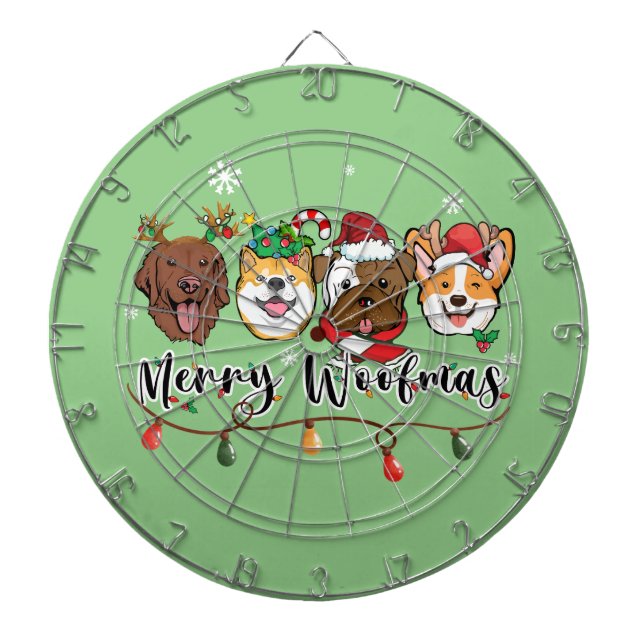 Merry Woofmas Typografie Dartboard Dartscheibe (vorne)