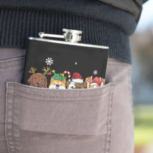 Merry Woofmas Typografie Flask Flachmann