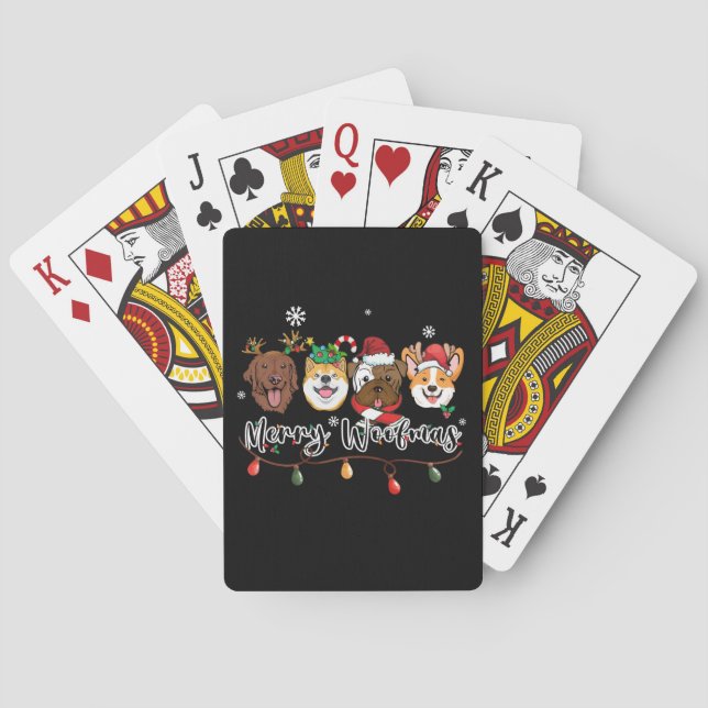 Merry Woofmas Typografie Spielkarten (Rückseite)