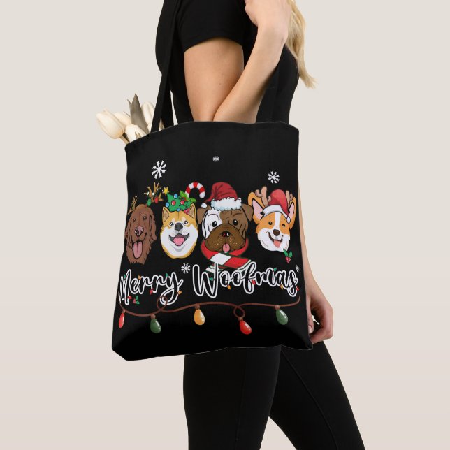Merry Woofmas Typografie Tote Bag (Von Nahem)