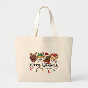 Merry Woofmas Typografie Tote Bag Jumbo Stoffbeutel