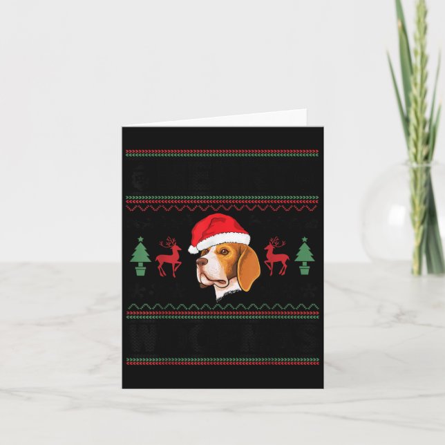 Merry Woofmas Ugly Christmas Beagle Xmas Party  Karte (Vorderseite)