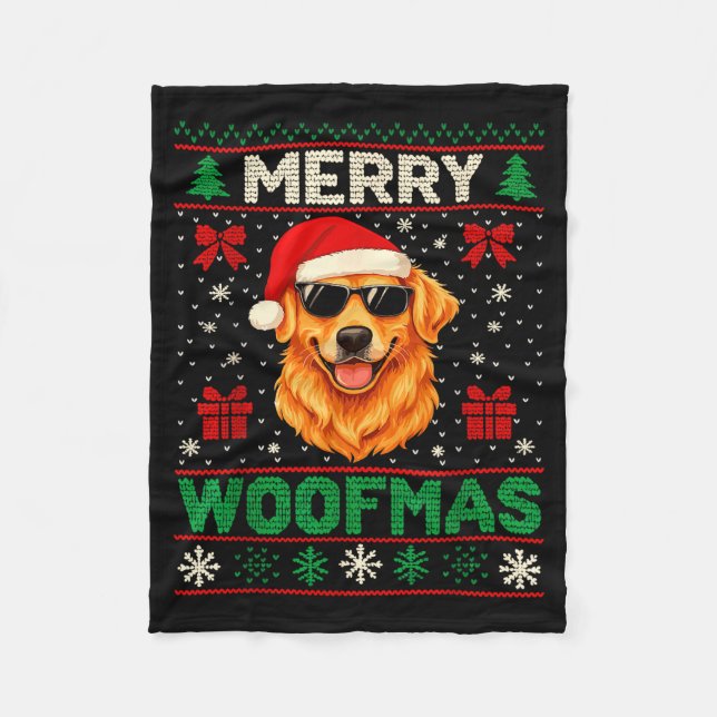 Merry Woofmas Ugly Christmas Jumper Xmas Dog Lover Fleecedecke (Vorderseite)