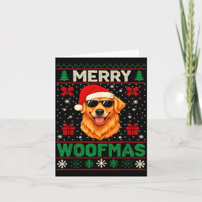 Merry Woofmas Ugly Christmas Jumper Xmas Dog Lover Karte (Vorderseite)