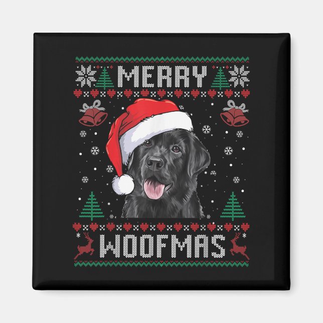 Merry Woofmas Ugly Sweater Black Lab Labrador Chri Magnet (Vorne)
