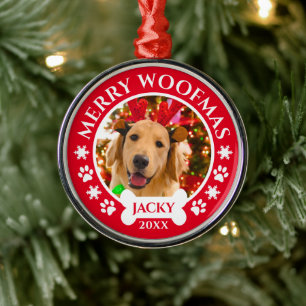 Merry Woofmas Weihnachten Custom Pet Hund Foto Ornament Aus Metall