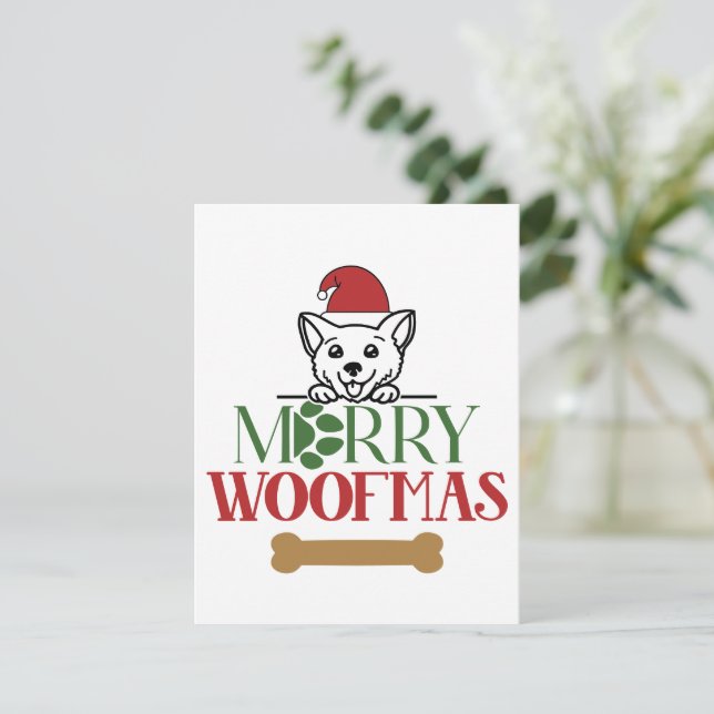 Merry Woofmas Weihnachtskarte Feiertagskarte (Stehend Vorderseite)
