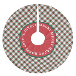 MERRY Words Scottish Tartan Polyester Weihnachtsbaumdecke