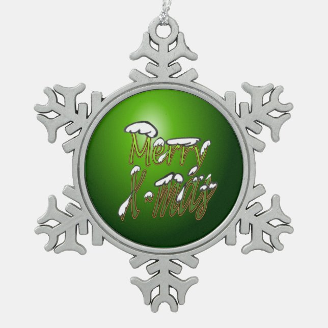 Merry X-Mas Pewter Snowflake Ornament (Vorderseite)