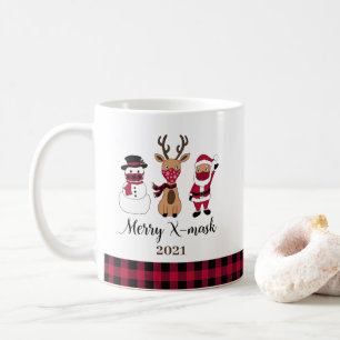 Merry X-Mask Funny Buffalo Kariert Santa Kaffeetasse