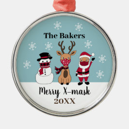Merry X-Mask Funny Santa Reindeer Snowman Ornament Aus Metall