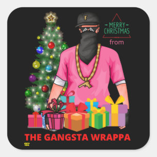 Merry X-MASS AUS DER GANGSTA WRAPPA lustig Quadratischer Aufkleber
