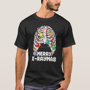 Merry X Raymas Creepy Christmas Ribcage Skeleton X T-Shirt