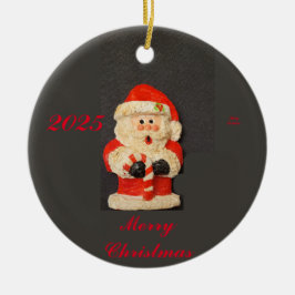 MERRY XMAS 2025 CANDY CANE SANTA KERAMIK ORNAMENT