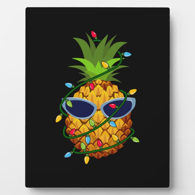 Merry Xmas Ananas Weihnachtsbaum Lichter Fotoplatte (Vorderseite)