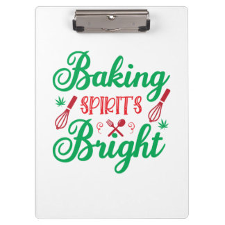 Merry Xmas Baking Spirits Bright Klemmbrett