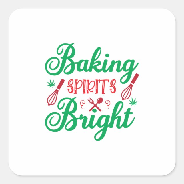 Merry Xmas Baking Spirits Bright Quadratischer Aufkleber (Vorderseite)