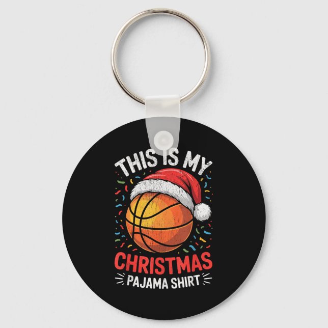 Merry Xmas Basketball Santa Hat This Is My Christm Schlüsselanhänger (Vorderseite)