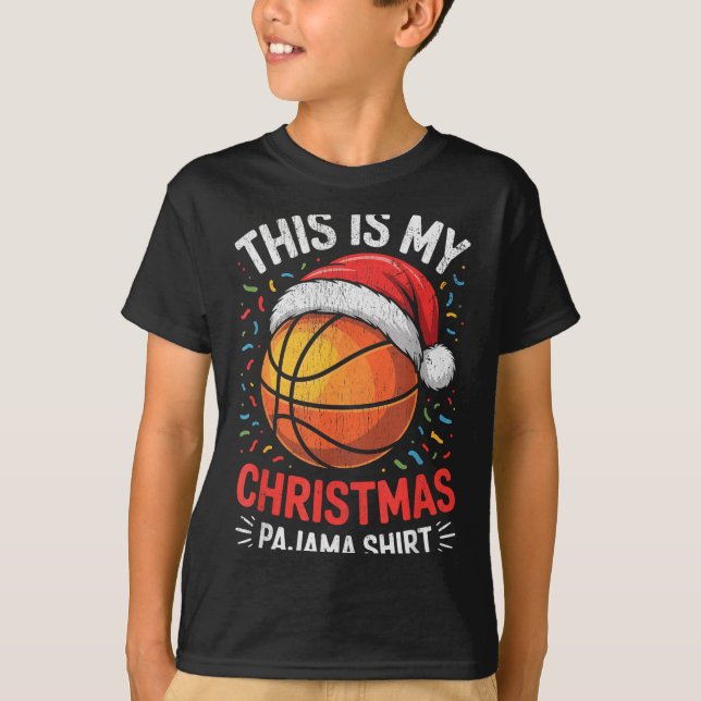 Merry Xmas Basketball Santa Hat This Is My Christm T-Shirt (Vorderseite)
