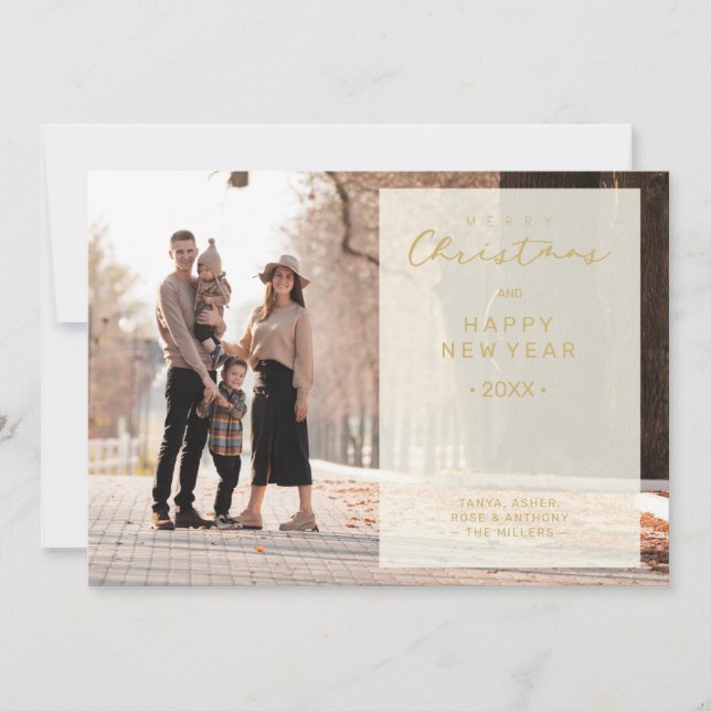 Merry Xmas Calligraphy Transparency Overlay Photo  Karte (Vorderseite)