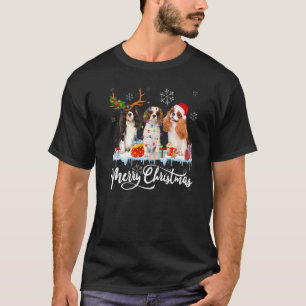 Merry Xmas Cavalier King Dog Santa Light Rentier T-Shirt