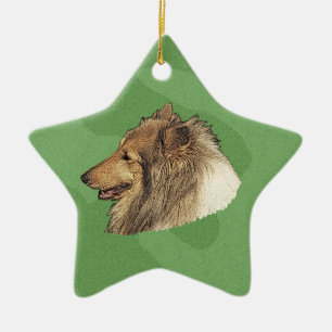 Merry Xmas Collie Keramikornament