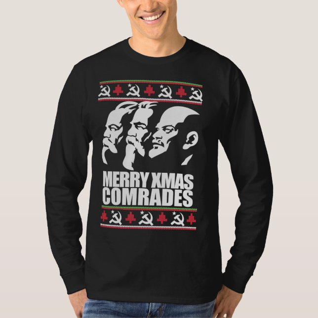 MERRY XMAS COMRADE Ugly Christmas Sweater Marx Eng T-Shirt (Vorderseite)