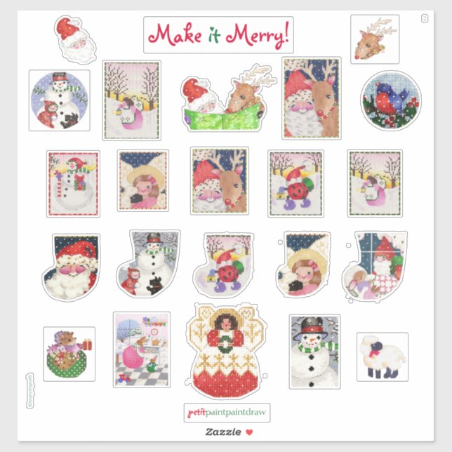 Merry Xmas Custom-Cut Vinyl Stickers II Aufkleber (Blatt)