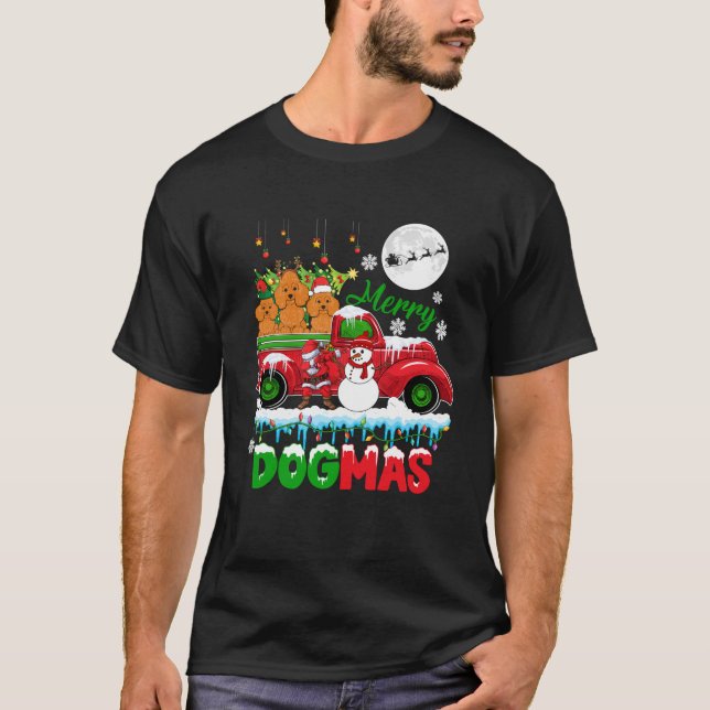 Merry Xmas Dog Santa Reindeer Elf Poodles On Picku T-Shirt (Vorderseite)